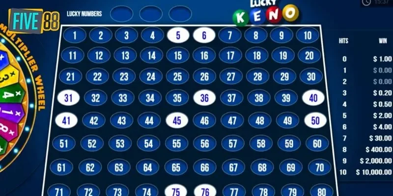 Hướng dẫn cách chơi xổ số Keno siêu tốc tại Five88